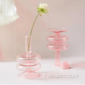 vase de fleurs en verre en cristal rose